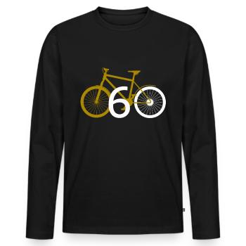 60 60. sechzig Geburtstag Fahrrad Geschenk - Männer Premium Bio Langarmshirt - Schwarz - Vorne - Nico (187cm)