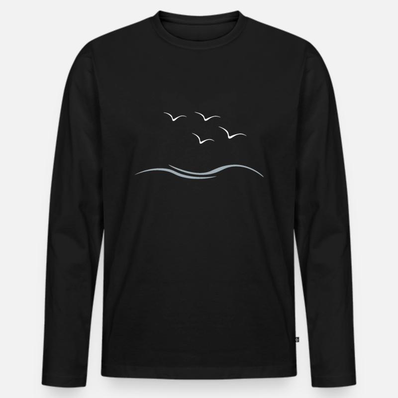 Möwen - Männer Premium Bio Langarmshirt - Schwarz