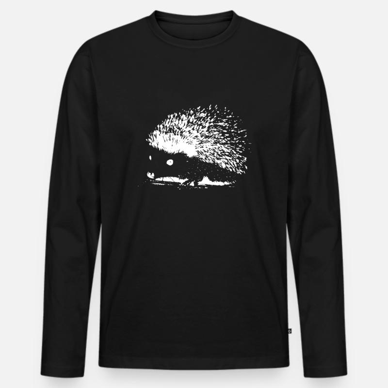 Igel Hedgehog - Männer Premium Bio Langarmshirt - Schwarz