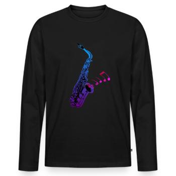 saxophone - Men's Premium Organic Long Sleeve Shirt - black - Front - Nico (187cm)