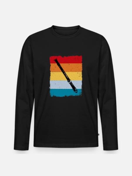 Flûte à bec rétro - T-shirt manches longues Premium bio Homme - noir
