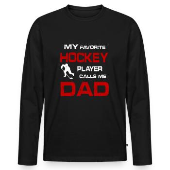 Hockey DAD Eishockey - Männer Premium Bio Langarmshirt - Schwarz - Vorne - Nico (187cm)
