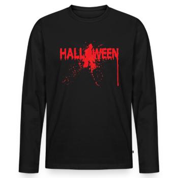 Éclaboussures de lettres Halloween sanglantes - T-shirt manches longues Premium bio Homme - noir - Devant - Nico (187cm)