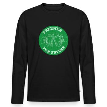 Freibier for Future - Fridays for Future Parodie - Männer Premium Bio Langarmshirt - Schwarz - Vorne - Nico (187cm)