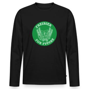 Freibier for Future - Fridays for Future Parodie - Männer Premium Bio Langarmshirt - Schwarz - Vorne - Nico (187cm)