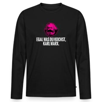Egal was du kochst, Karl Marx. - Männer Premium Bio Langarmshirt - Schwarz - Vorne - Nico (187cm)