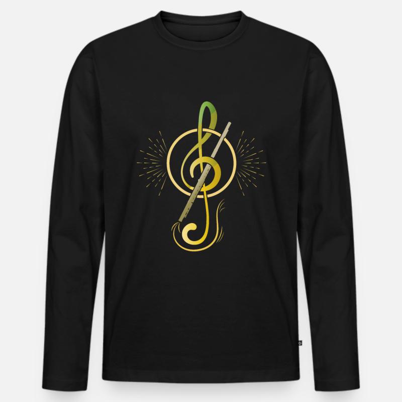 Querflöte - Männer Premium Bio Langarmshirt - Schwarz