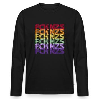 FCK NZS - The world is colorful! - Against the right wing - Men's Premium Organic Long Sleeve Shirt - black - Front - Nico (187cm)