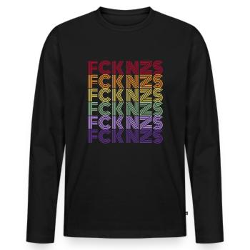 FCK NZS - The world is colorful! - Against the right wing - Men's Premium Organic Long Sleeve Shirt - black - Front - Nico (187cm)