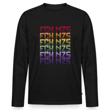FCK NZS - The world is colorful! - Against the right wing - Men's Premium Organic Long Sleeve Shirt - black - Front - Nico (187cm)