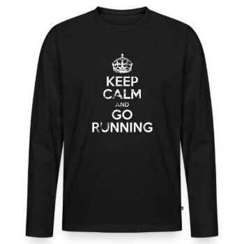 Great running shirt - Keep Calm and Go Running - Men's Premium Organic Long Sleeve Shirt - black - Front - Nico (187cm)