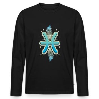 Sternzeichen Fisch - Männer Premium Bio Langarmshirt - Schwarz - Vorne - Nico (187cm)