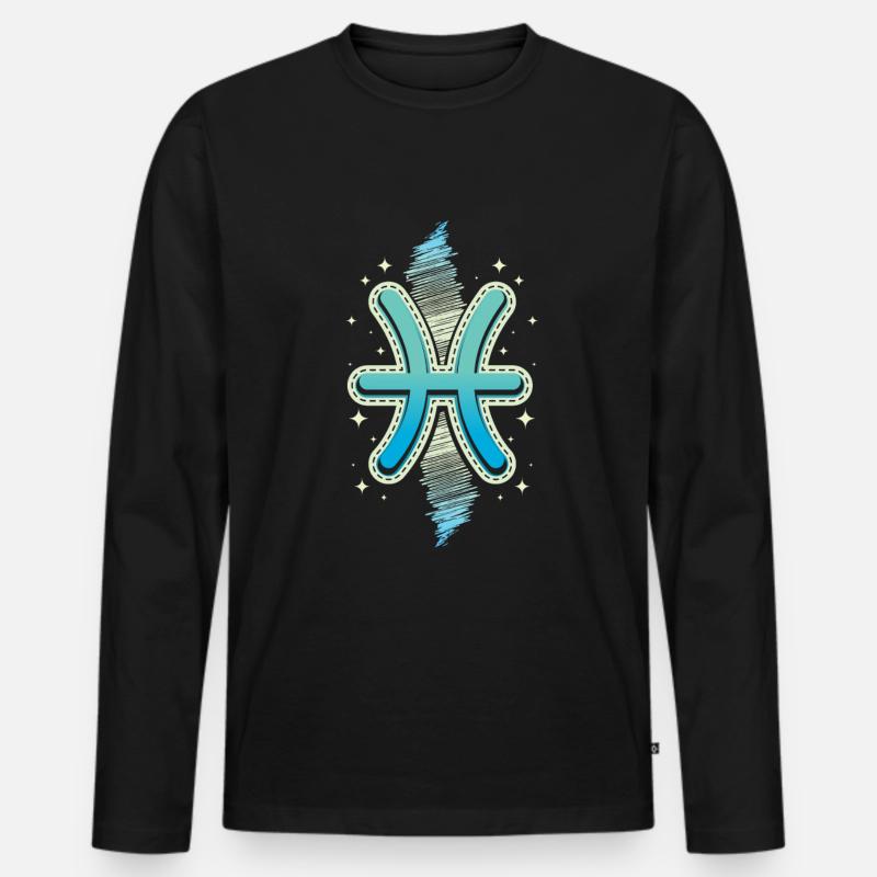 Sternzeichen Fisch - Männer Premium Bio Langarmshirt - Schwarz