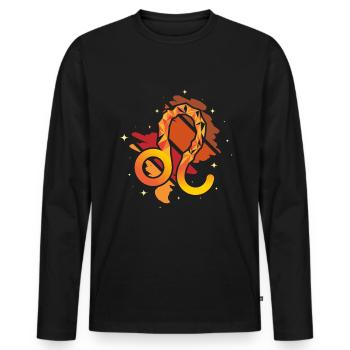 Signe du zodiaque Lion - T-shirt manches longues Premium bio Homme - noir - Devant - Nico (187cm)
