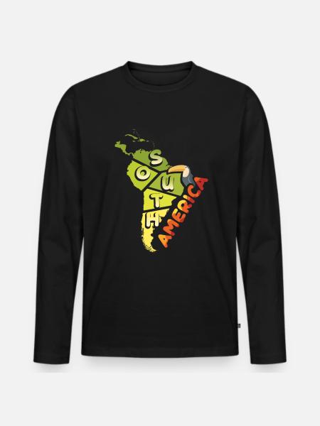 South America - Men's Premium Organic Long Sleeve Shirt - black