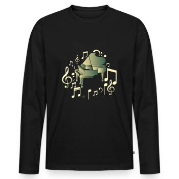 Klavier - Männer Premium Bio Langarmshirt - Schwarz - Vorne - Nico (187cm)