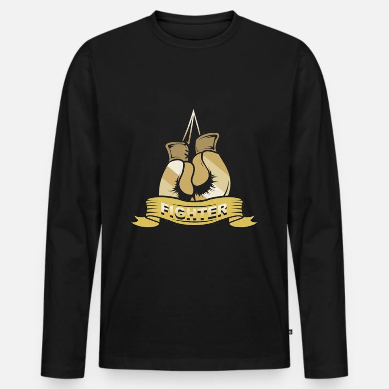 Fighter - Männer Premium Bio Langarmshirt - Schwarz