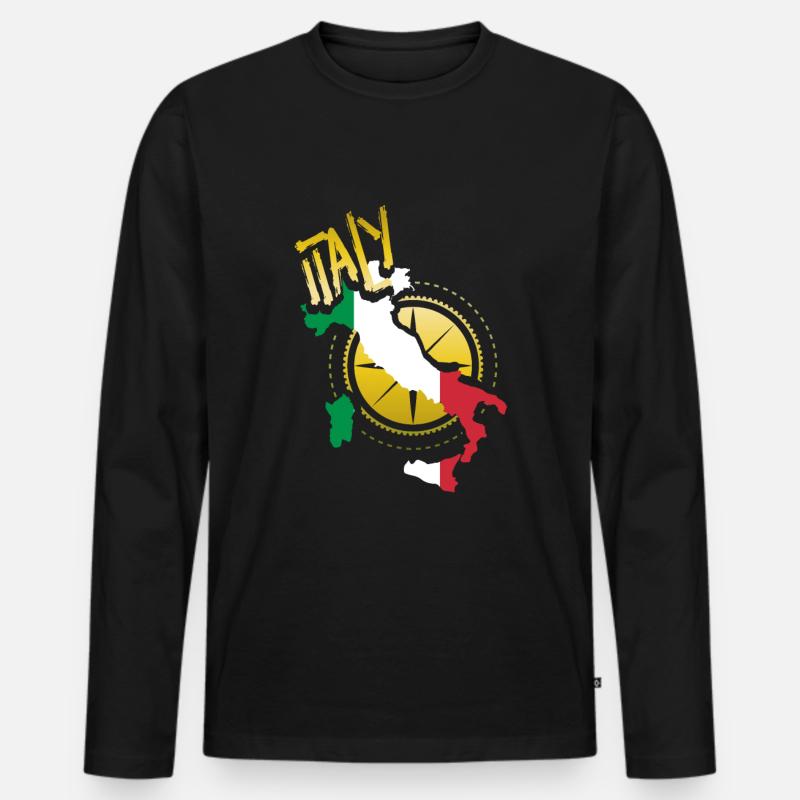 Italien - Männer Premium Bio Langarmshirt - Schwarz
