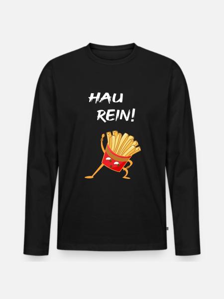 Hau rein! - Männer Premium Bio Langarmshirt - Schwarz