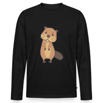 BEAVER - Men's Premium Organic Long Sleeve Shirt - black - Front - Nico (187cm)