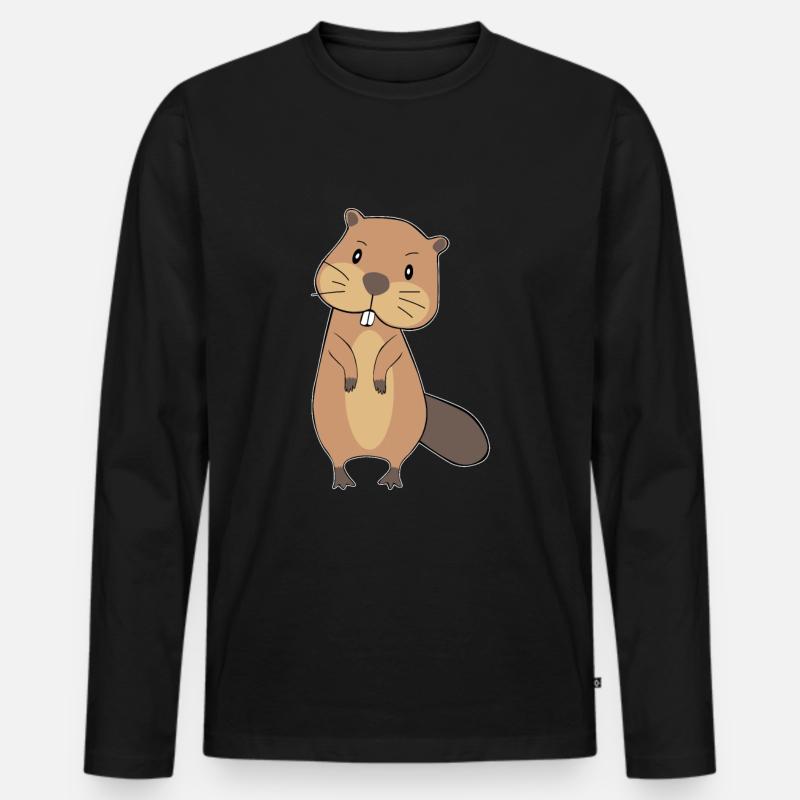 BIEBER - Männer Premium Bio Langarmshirt - Schwarz