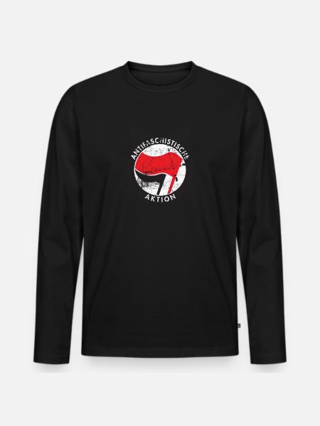 Antifa - Gegen Rechts - Männer Premium Bio Langarmshirt - Schwarz