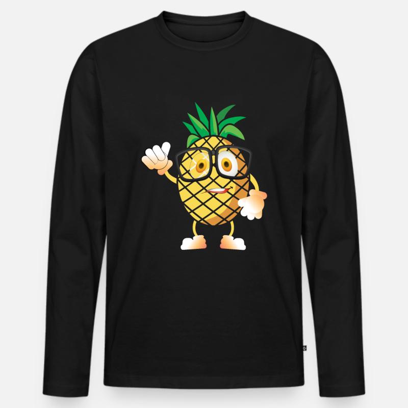 Ananas - Männer Premium Bio Langarmshirt - Schwarz