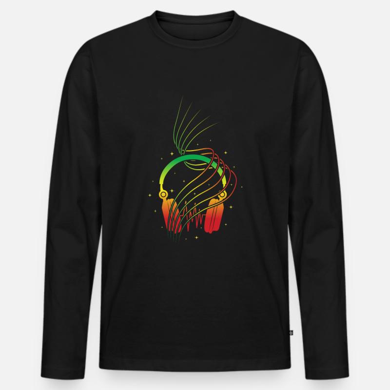 Reggae - Männer Premium Bio Langarmshirt - Schwarz