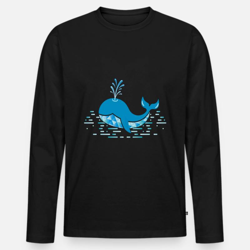 Wal - Männer Premium Bio Langarmshirt - Schwarz