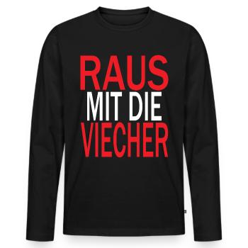 Raus mit die Viecher - Männer Premium Bio Langarmshirt - Schwarz - Vorne - Nico (187cm)