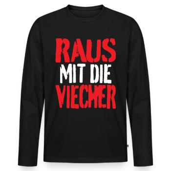 Raus mit die Viecher - Männer Premium Bio Langarmshirt - Schwarz - Vorne - Nico (187cm)