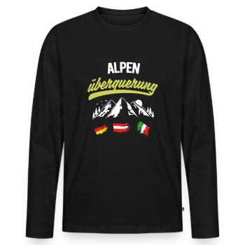 Alpenüberquerung - Männer Premium Bio Langarmshirt - Schwarz - Vorne - Nico (187cm)
