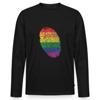 Drapeau arc-en-ciel - T-shirt manches longues Premium bio Homme - noir - Devant - Nico (187cm)