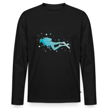 Les plongeurs - T-shirt manches longues Premium bio Homme - noir - Devant - Nico (187cm)
