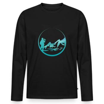 Randonnée - T-shirt manches longues Premium bio Homme - noir - Devant - Nico (187cm)