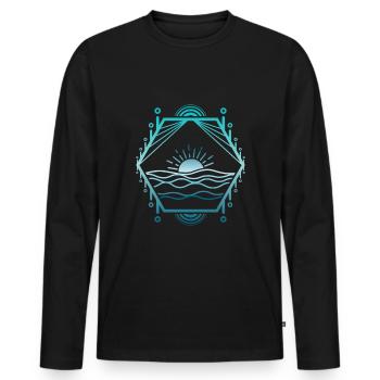 Meer linien - Männer Premium Bio Langarmshirt - Schwarz - Vorne - Nico (187cm)