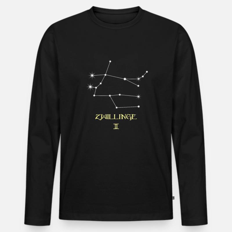 Zwilling Sternzeichen - Männer Premium Bio Langarmshirt - Schwarz