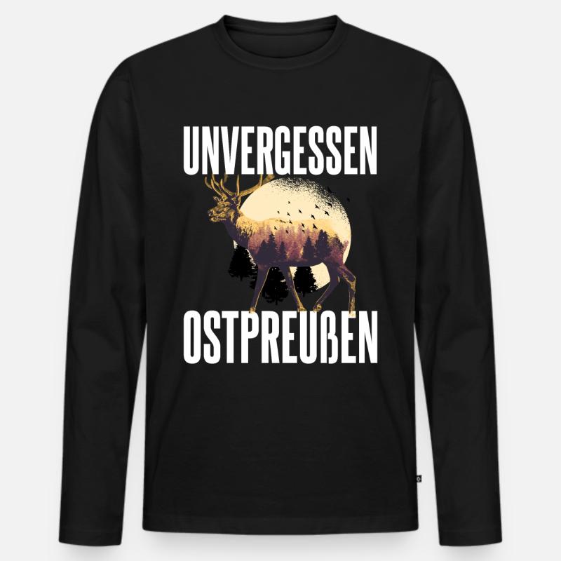 Ostpreußen Unvergessen Elchschaufel - Männer Premium Bio Langarmshirt - Schwarz