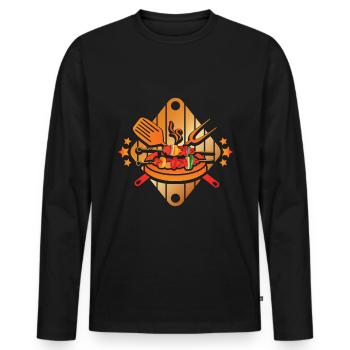 BBQ - T-shirt manches longues Premium bio Homme - noir - Devant - Nico (187cm)
