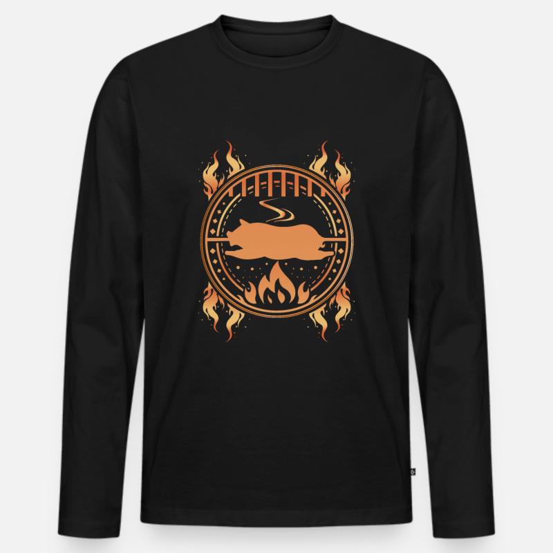 Spanferkel grillen - Männer Premium Bio Langarmshirt - Schwarz