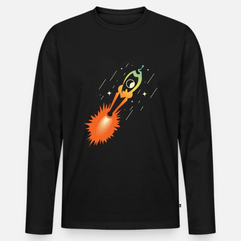 rakete patch nasa esa - Männer Premium Bio Langarmshirt - Schwarz