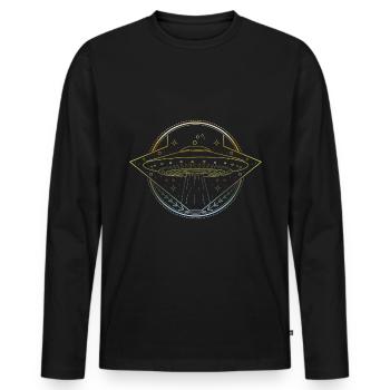 Ufo motiv - Männer Premium Bio Langarmshirt - Schwarz - Vorne - Nico (187cm)