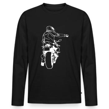 Moto vélo moteur scooter feu chaise machine course - T-shirt manches longues Premium bio Homme - noir - Devant - Nico (187cm)