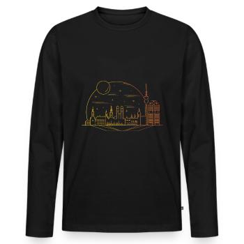München - Männer Premium Bio Langarmshirt - Schwarz - Vorne - Nico (187cm)