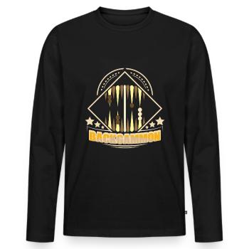Backgammen Design - T-shirt manches longues Premium bio Homme - noir - Devant - Nico (187cm)
