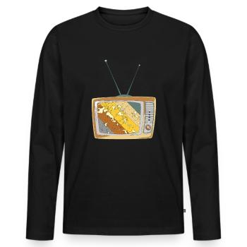 Télévision rétro - T-shirt manches longues Premium bio Homme - noir - Devant - Nico (187cm)