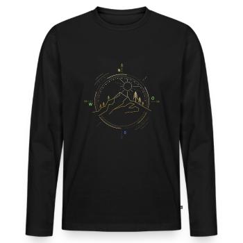 Boussole de randonnée - T-shirt manches longues Premium bio Homme - noir - Devant - Nico (187cm)