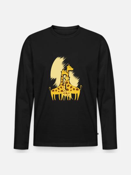Giraffe family - Men's Premium Organic Long Sleeve Shirt - black