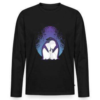 Pinguin Familie - Männer Premium Bio Langarmshirt - Schwarz - Vorne - Nico (187cm)