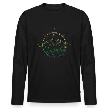 Boussole des montagnes - T-shirt manches longues Premium bio Homme - noir - Devant - Nico (187cm)